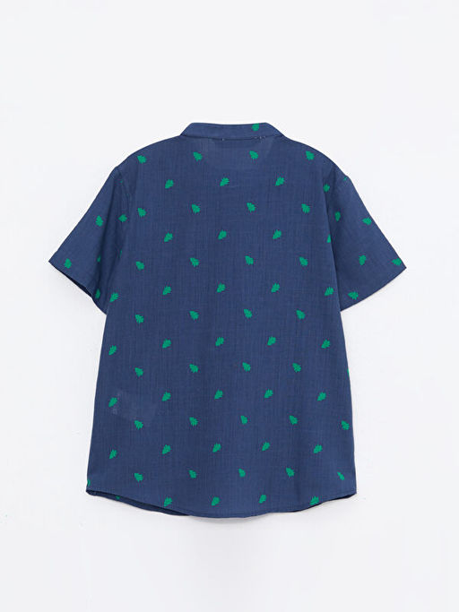 Hakim Yaka Desenli K?sa Kollu Poplin Erkek ?ocuk G?mlek