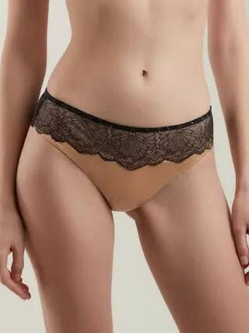 SATIN TP6128 Трусы жен - карамель с черным