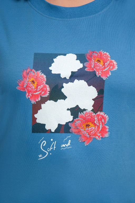 Арт. 31138 Футболка женская оверсайз 50-58 (5 шт) Цвет:Голубой - Калинка фото 5