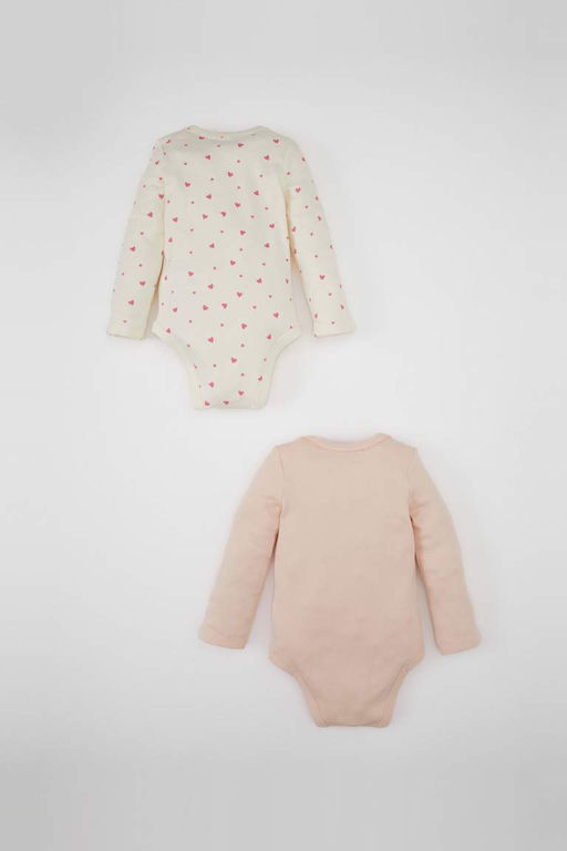 Комплект из 2 предметов с воротником-конвертом для новорожденных девочек и застежкой на кнопку с длинными рукавами - Defacto фото 4