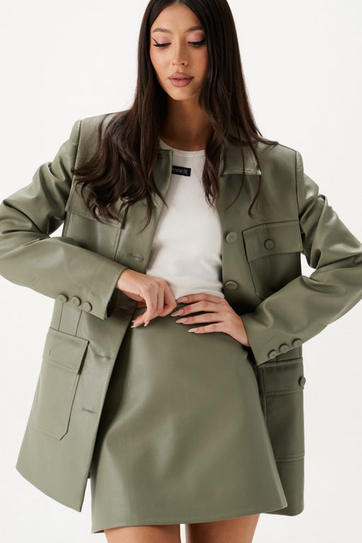 Юбка Annete А1429 полуприлегающая эко-кожа зеленая