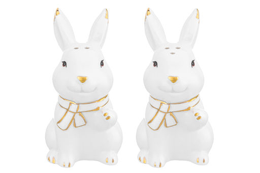 Набор д/специй 2 пр. 7*5,5*10 см Кролики белый с золотом - Elan gallery фото 3