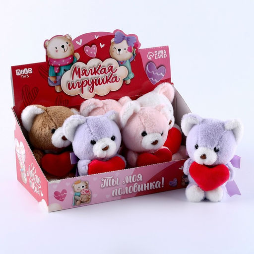 Цена за 6 шт. Мягкая игрушка в шоубоксе, мишка, микс