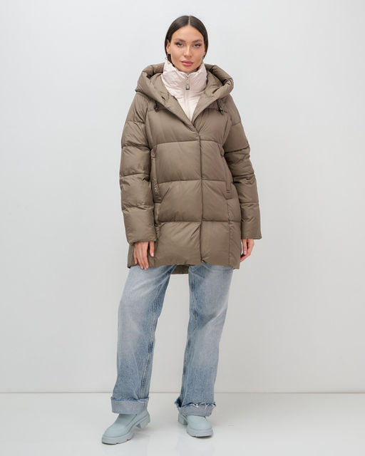 Куртка двубортная женская зимняя с капюшоном коричневого цвета 7736K Бренд: Visdeer  фото 17