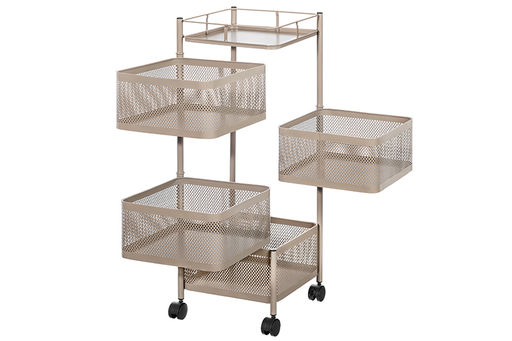 Этажерка 4-х ярусная 27*27*80 см, Коричневая, с выдвижными корзинами, на колесиках, металлическая - Elan gallery фото 3