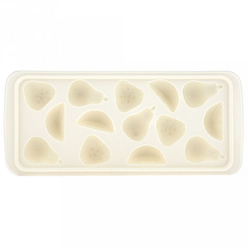 Форма для льда пластмассовая (мармелада) "Фрукты - 14 штук" 25х11см h3см, цвета в ассортименте: белый, светло-розовый, сиреневый, голубой, в п/эт пакете (Китай)