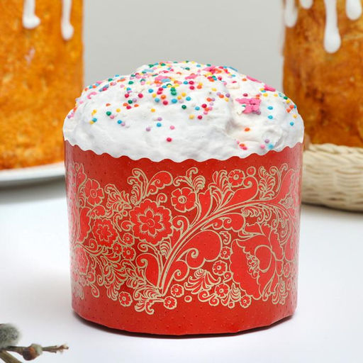 Цена за 60 шт. Форма для кулича бумажная Деко-про «Красная Пасха», 11×8.5 см, МИКС