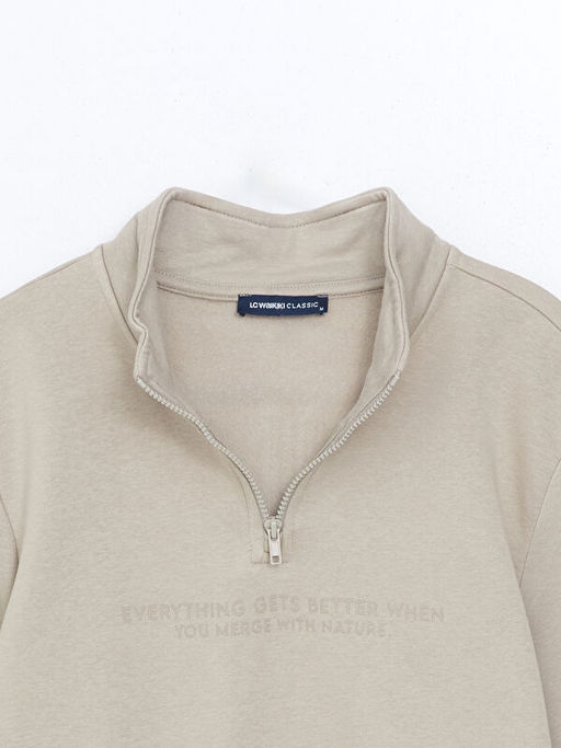 Dik Yaka Uzun Kollu Bask?l? Erkek Sweatshirt - Waikiki фото 2