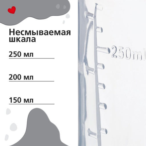 Бутылочка для кормления M&B «Молоко №1», классическое горло, от 3 мес., 250 мл., стеклянная