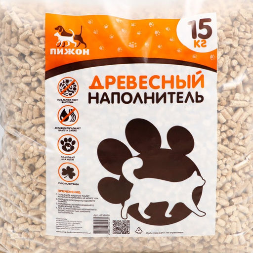 Наполнитель древесный Пижон 15 кг  фото 2