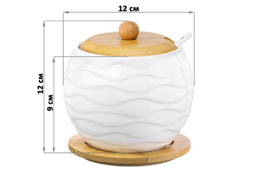 Сахарница Elan Gallery Айсберг волны 620 мл 12×12×12 см с ложкой и крышкой на подставке  фото 2