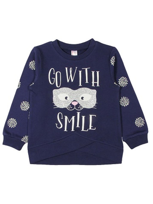 CRB wear/CWK 62242 Платье типа туника для девочки, темно-синий/Ex.Cherubino фото 3