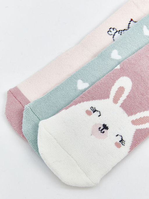 Bask?l? K?z Bebek Soket ?orap 3l? - Waikiki фото 3