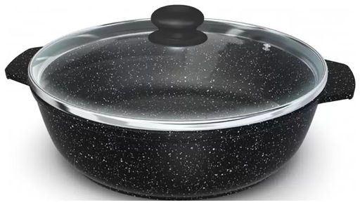 Жаровня 5л со стекл.крышкой Каменная Черный гранит арт.186550, НЕВА