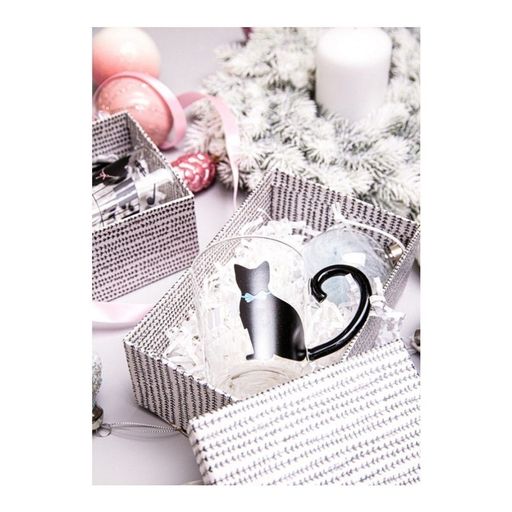 Кружка стеклянная с рисунком Черный кот Walmer Cat, 0.35 л, цвет прозрачный  фото 6