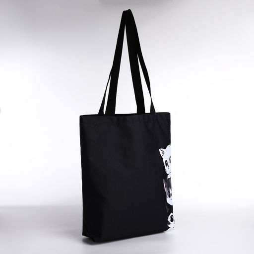 Сумка шопер Котики, 40х12х38, цвет черный - Nazamok фото 2