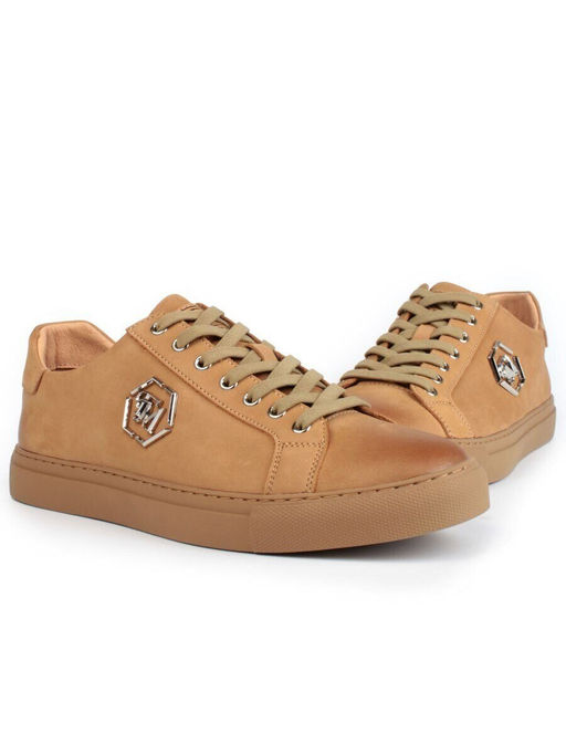 03-P255-3A YELLOW/BROWN Полуботинки спортивные мужские (натуральная замша)