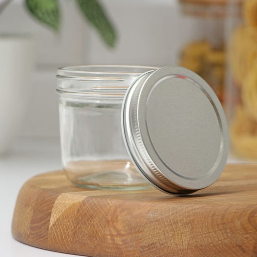 Банка для сыпучих Доляна «Сильвер», 280 мл, 8.7×8.4 см, с металлической крышкой, стекло, прозрачная