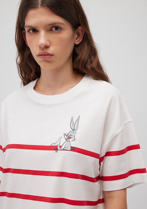 Bugs Bunny Bask?l? K?rm?z? Tisort - Mavi фото 6