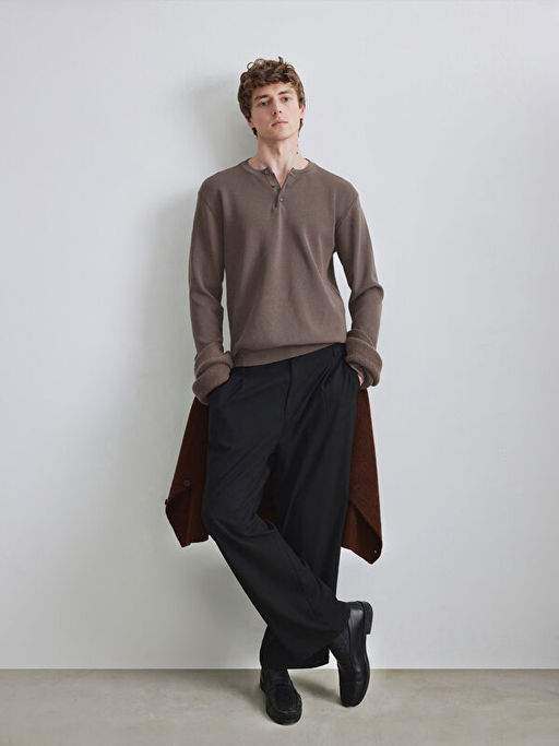 Bisiklet Yaka Erkek Triko Kazak