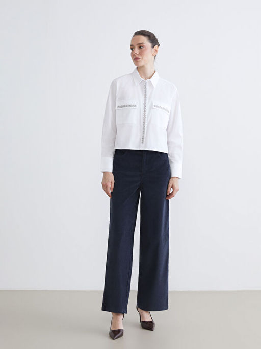 Beli Lastikli Kadife Kad?n Pantolon