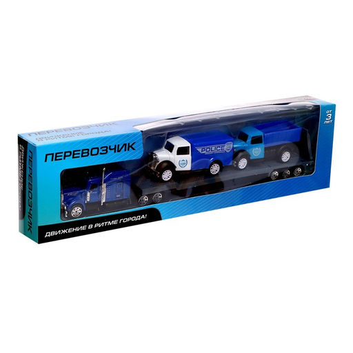 Грузовик металлический Полиция, инерционный, с 2 машинками - Автоград фото 6