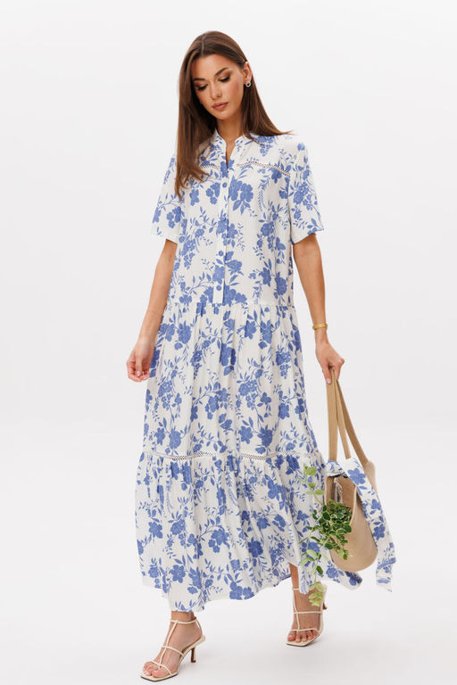 Платье Lars Style 1099 молочно-голубой принт