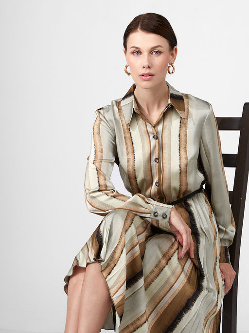 Платье из принтованной атласной ткани - Tantino фото 14