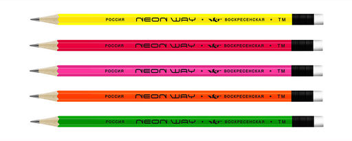 ВКФ Neon way NW05 Карандаш графитный неоновый с ластиком заточенный ТМ (HB) 72 шт