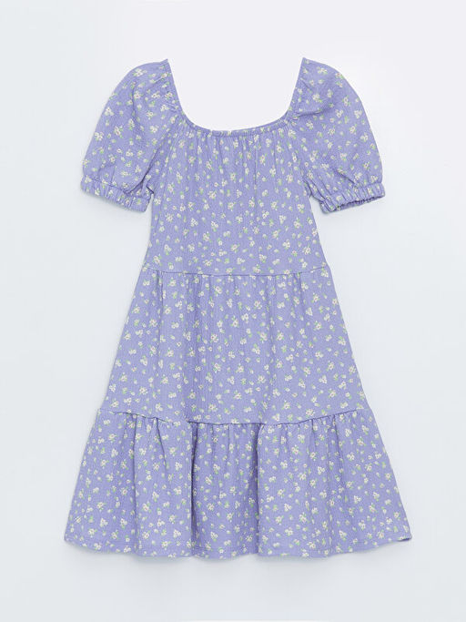 Kare Yaka K?sa Kollu K?z ?ocuk Elbise - Waikiki фото 2