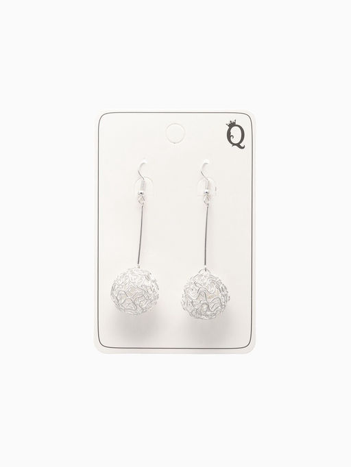 Серьги висячие Шарик переплетение, цвет светлое серебро, 6.5 см