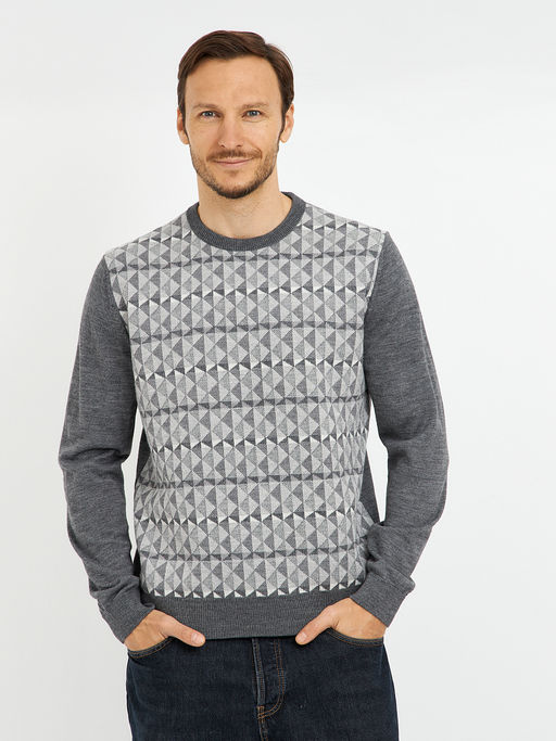 джемпер мужской с ромбами с добавлением шерсти - Glenfield фото 5