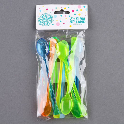 Цена за 6 шт. Ложки пластиковые, набор 12 шт., цвета МИКС