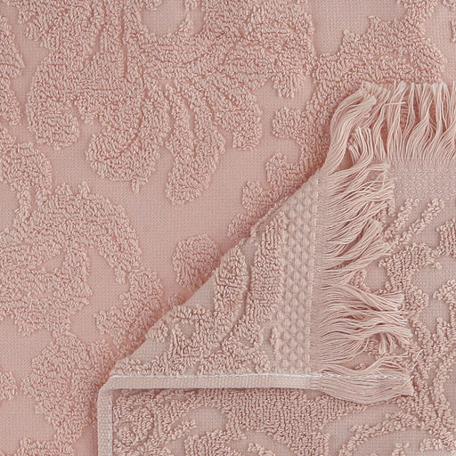 Полотенце махровое "Вензель" 34х75см, хлопок 100%, с бахромой, пудровый (Китай)