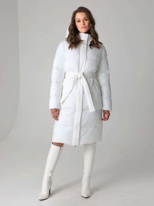 24433 Пальто стеганое молочный - Dizzyway фото 2