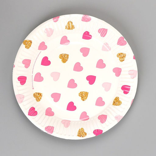 Цена за 10 шт. Тарелка бумажная Сердца - Страна карнавалия фото 3