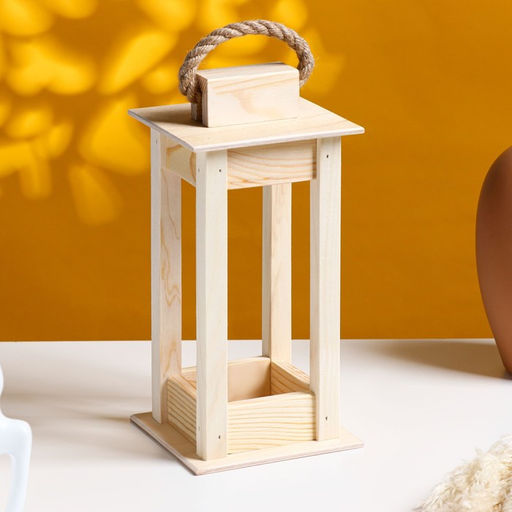 Кашпо деревянное 111124 см Фонарик, ручка верёвка, натуральный Дарим Красиво