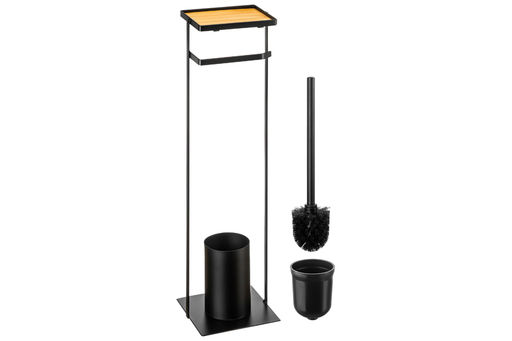 Подставка для туалетной бумаги с ершиком 16*15*59 см "Черная"