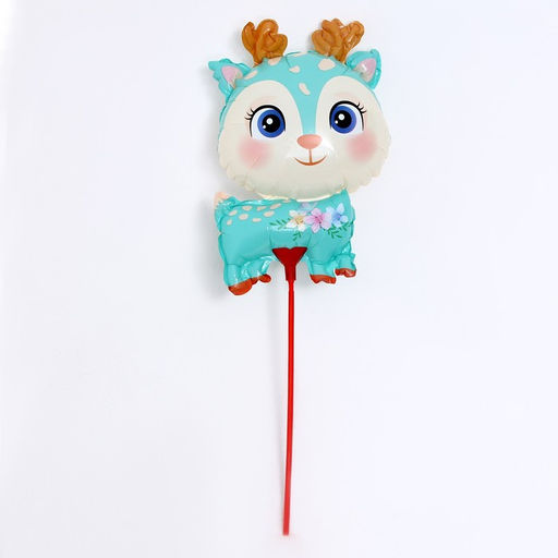 Цена за 5 шт. Воздушный шар фольгированный 15" «Оленёнок», фигура, с палочкой