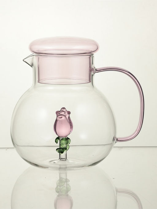 Кувшин стеклянный "Розочка" 1000 мл, розовый