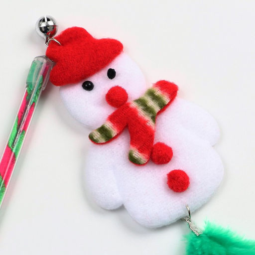 Дразнилка для кошек с бубенчиком Новогодний снеговик, 30 см - Пижон фото 3