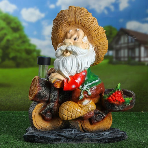 Садовая фигура - фонарь «Лесовик на велосипеде с фонарём» из полистоуна, 50 см, МИКС