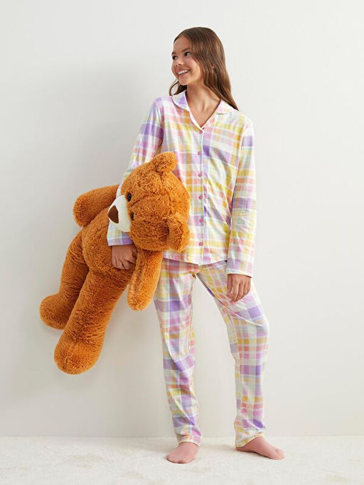 G?mlek Yaka K?z ?ocuk Pijama Tak?m?