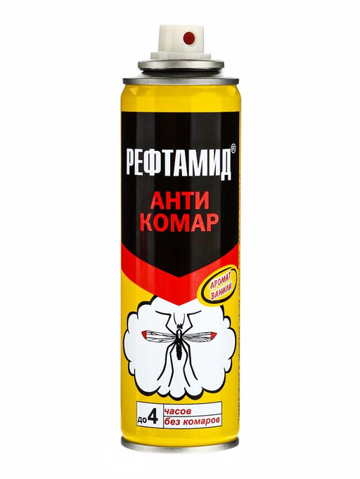 Цена за 2 шт. Аэрозоль от насекомых Рефтамид, Антикомар, репеллентный, с ароматом цитруса/ванили, 145 мл