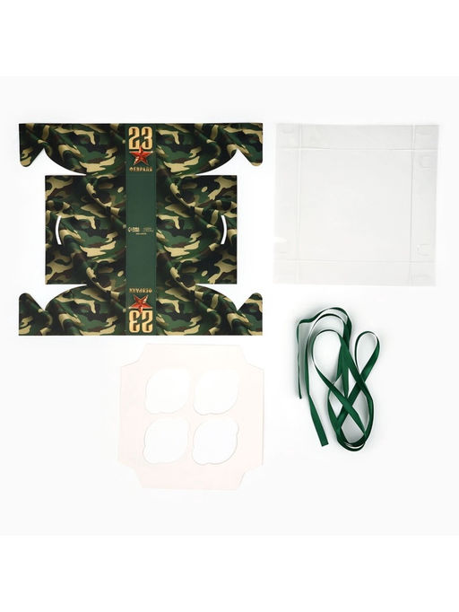 Цена за 5 шт. Коробка для капкейка 23 февраля, 16?16?7.5 см