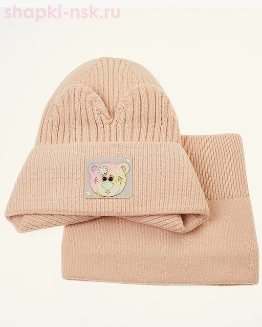 07-4-H Комплект для девочки флис (ушанка+снуд) (48-52)