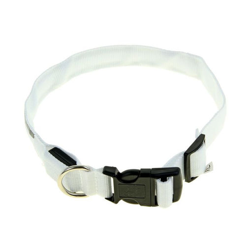Ошейник с подсветкой Двойная полоса размер XL, ОШ 52-60 х 2,5 см, 3 режима свечения белый - Пижон фото 2