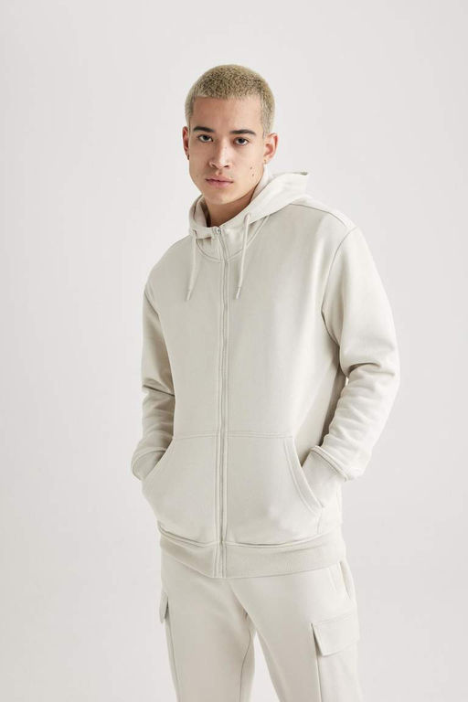 Толстовка обычного кроя с капюшоном на мягкой подкладке и на молнии - Defacto фото 6