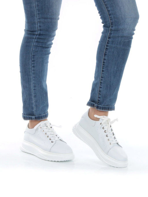 03-PDD136-1 WHITE Полуботинки спортивные женские (натуральная кожа) - No name фото 3