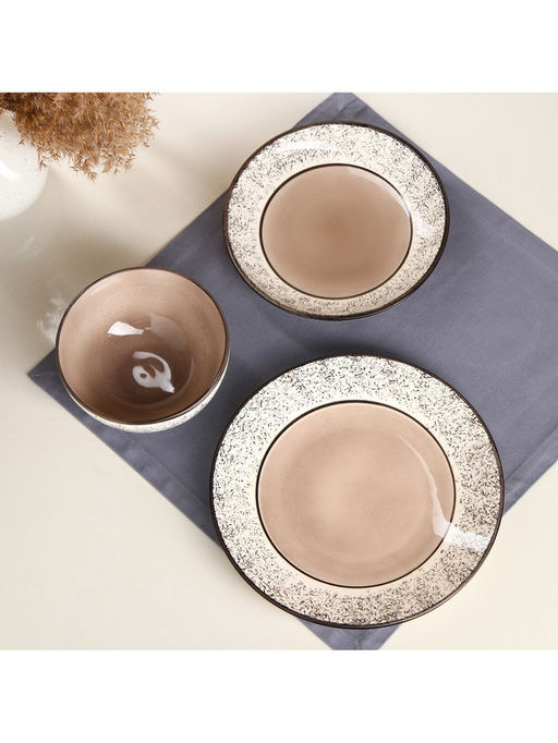 Набор посуды Керамика ручной работы «Восточный», 18 предметов, бежевый, Иран